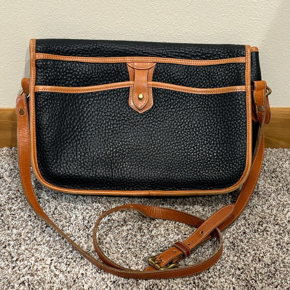 Dooney & Bourke Black and Tan Leather Shoulder Bag - Picture 3 of 10